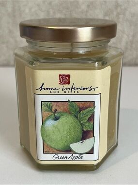 Home Interiors Green Apple Scented Candle single wick jar candle